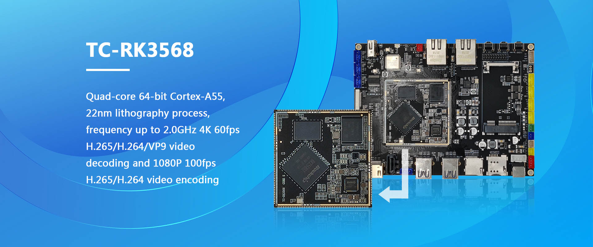 Placa de Desenvolvimento de RockChip TC-Rk3568 atacado VPU de alto desempenho